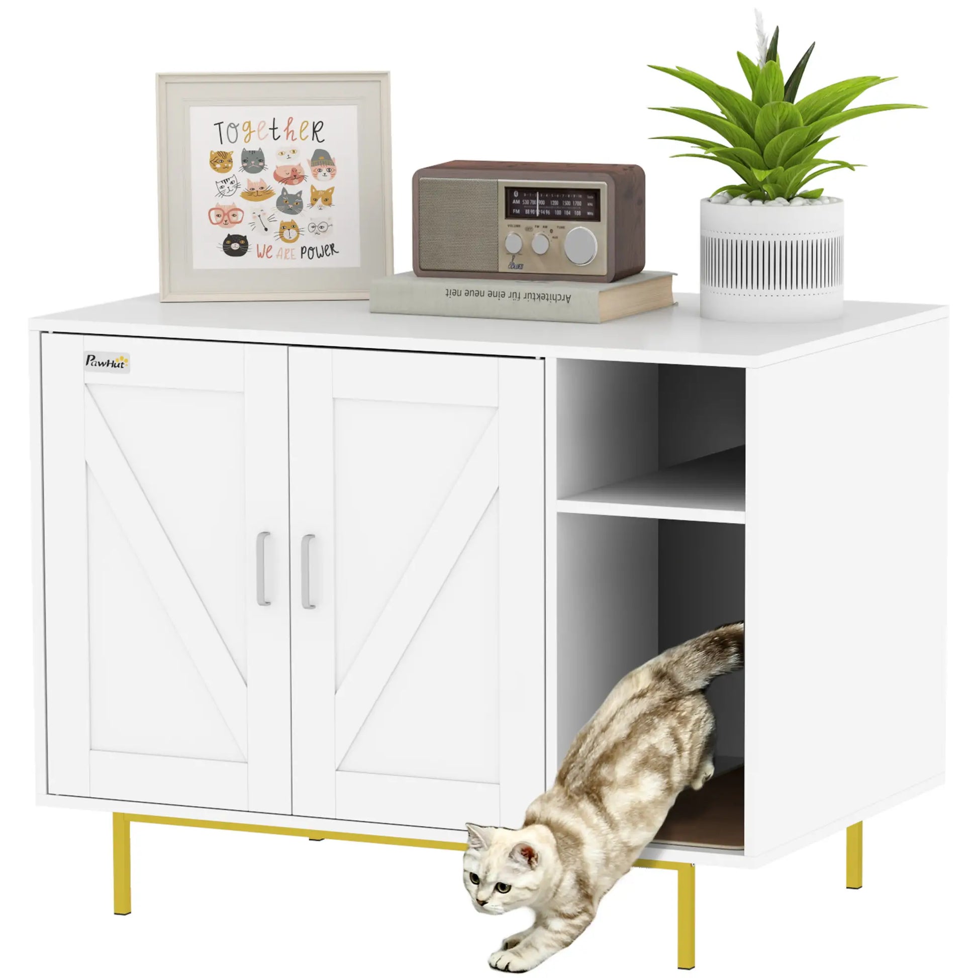 Cat Litter Box Enclosure with Scratching Pad, Storage, 31.5" x 20" x 24" Cat Litter Box Enclosures at Gallery Canada