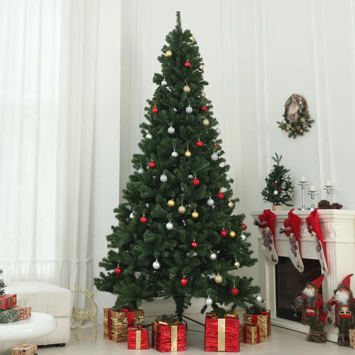 9ft Artificial Christmas Tree, 2132 Branch Tips, Auto Open, Steel Base, Green