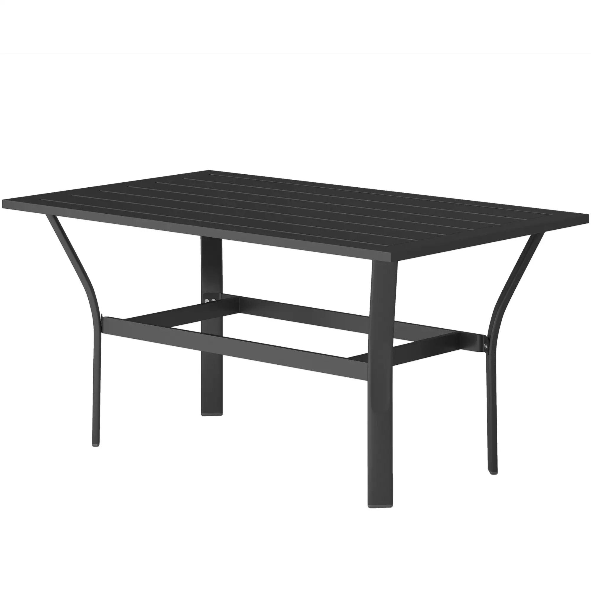Outdoor Side Table, Slatted Tabletop, Metal Patio Coffee Table, Black Patio Side Tables Black at Gallery Canada