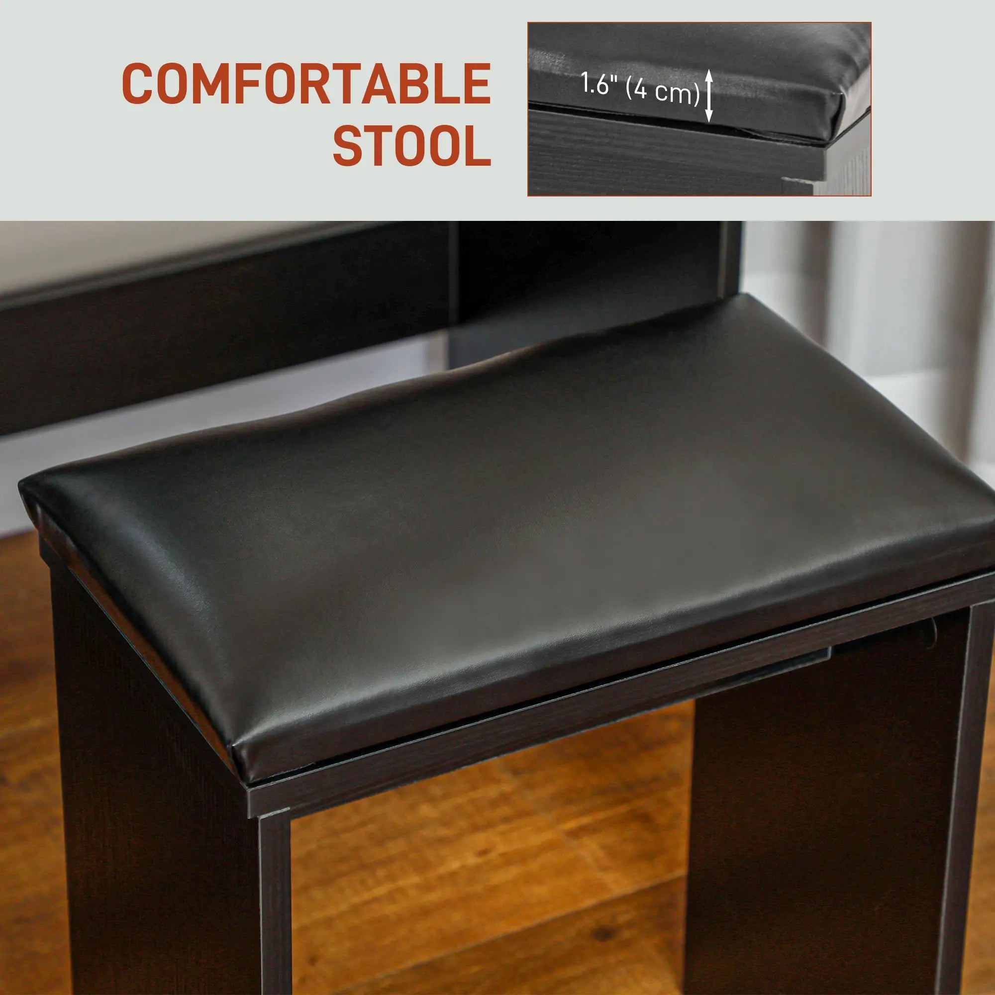 Makeup Vanity Desk Set with Stool, LED Mirror, Drawers, Black Dressing & Vanity Tables at Gallery Canada