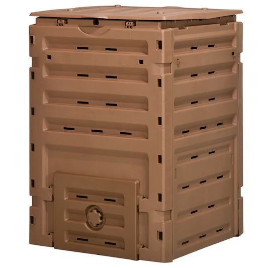 Garden Compost Bin, 120 Gallon (450L), 80 Vents, 2 Sliding Doors, Black Outdoor Compost Bin Brown at Gallery Canada