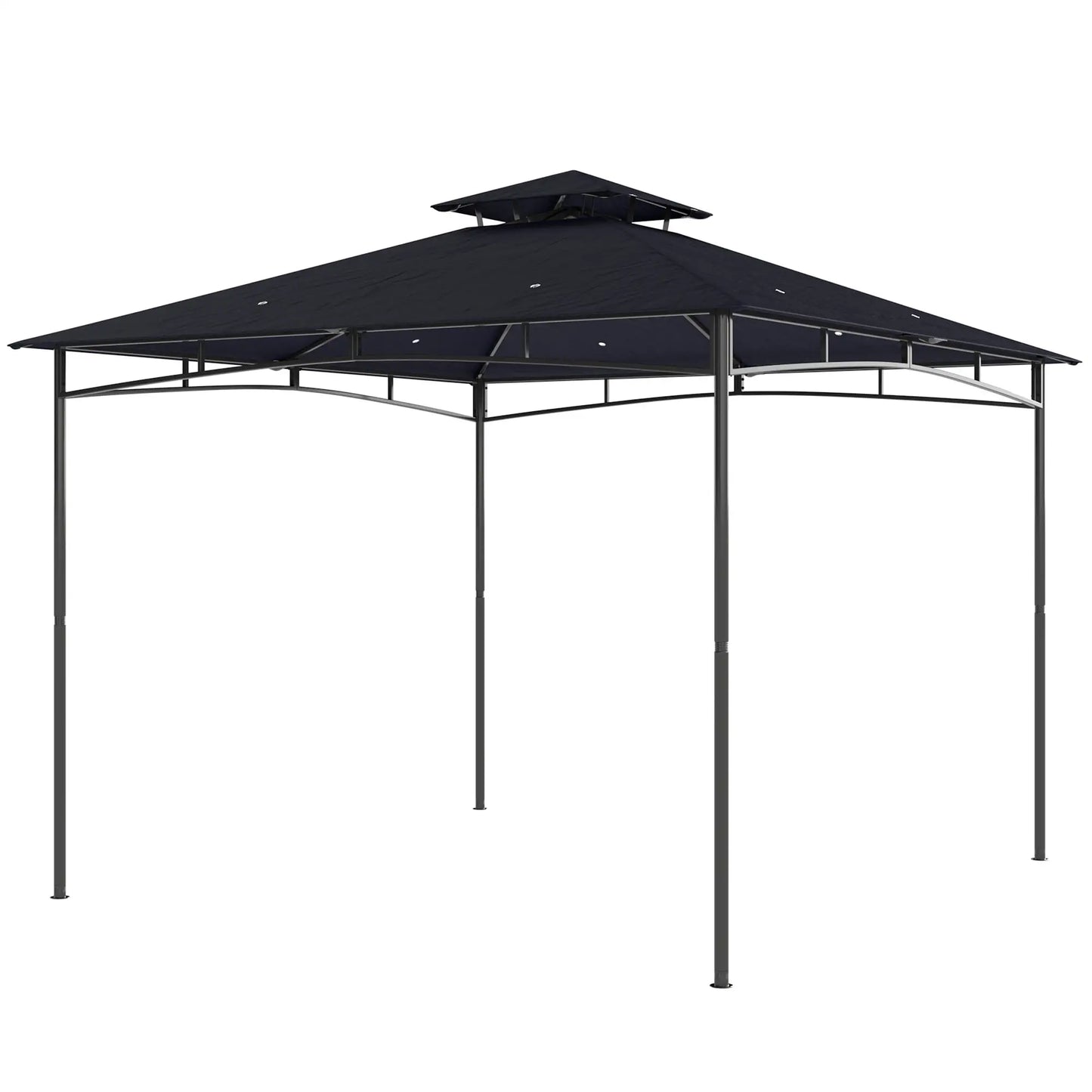 10' x 10' Gazebo, Soft Top, 2-Tier Roof, Metal Frame, Navy Blue Gazebos Navy Blue at Gallery Canada