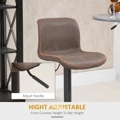Swivel Bar Stools Set of 2, Adjustable Height, PU Leather, Brown Bar Stools at Gallery Canada
