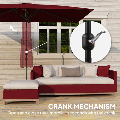 6.6x9.6ft Rectangle Aluminum Tilt Patio Umbrella, Outdoor Sunshade, Wine Red Sun Umbrellas at Gallery Canada