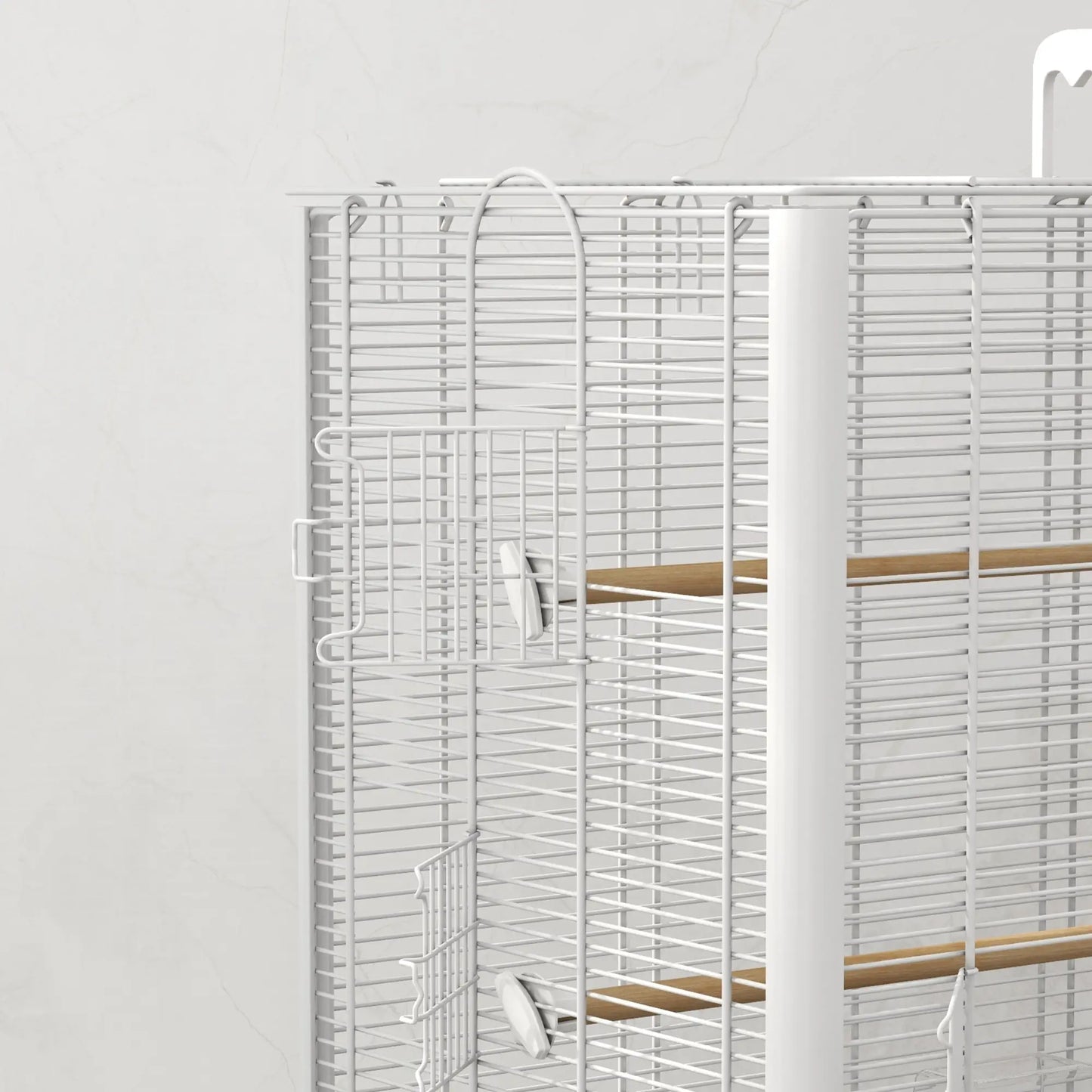 22" Bird Cage for Budgies, Finches, Canaries, Wooden Stand, White Bird Cages at Gallery Canada