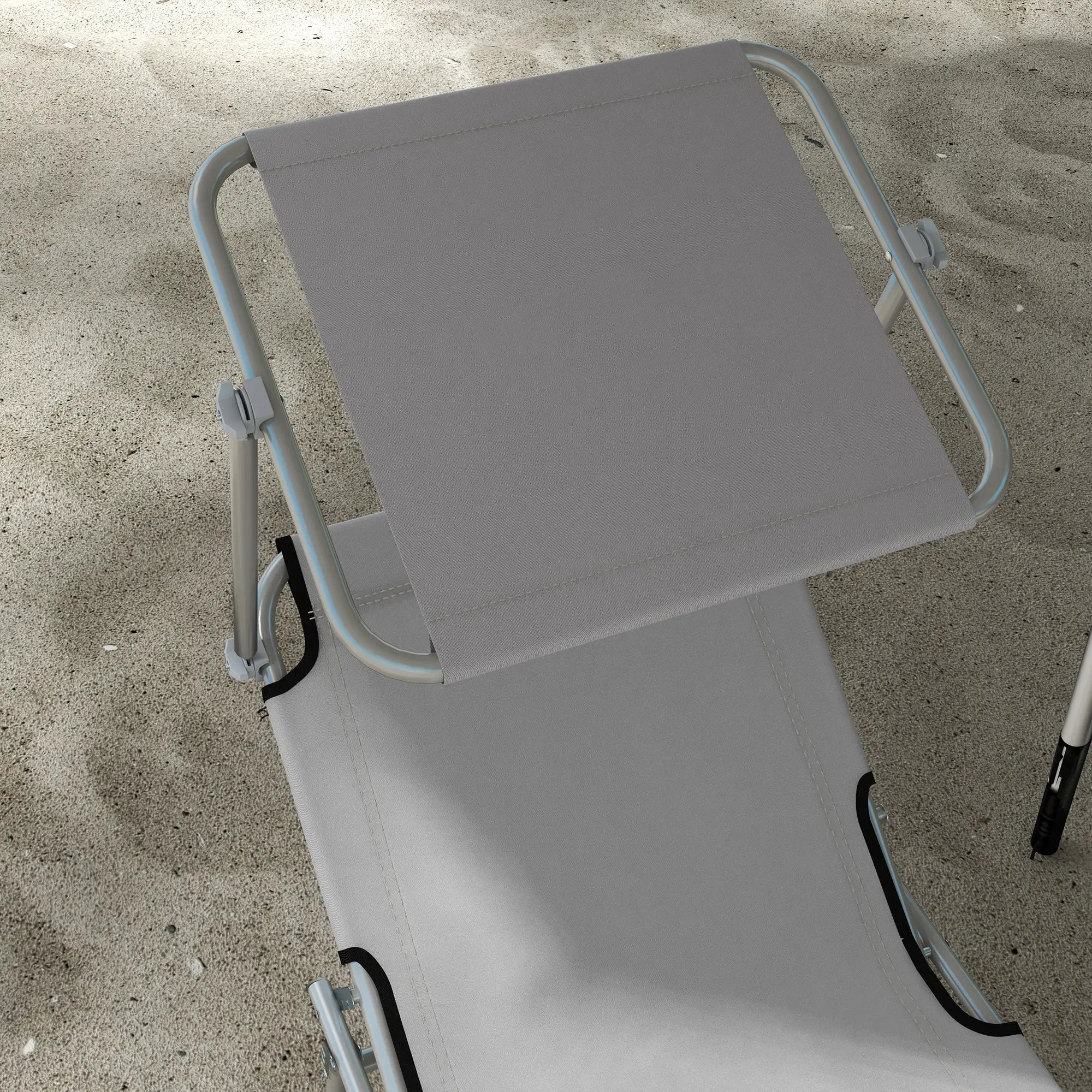 Outdoor Lounge Chair, Adjustable Folding Chaise With Sun Shade, Light Grey Lounger Chairs at Gallery Canada