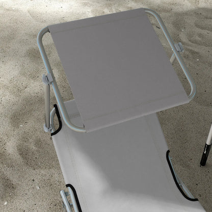 Outdoor Lounge Chair, Adjustable Folding Chaise With Sun Shade, Light Grey Lounger Chairs at Gallery Canada