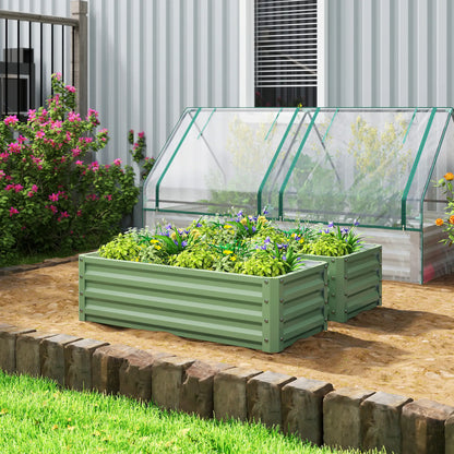 Galvanized Raised Garden Beds, Outdoor Planter Box Set, Light Green Galvanized Planter Boxes at Gallery Canada
