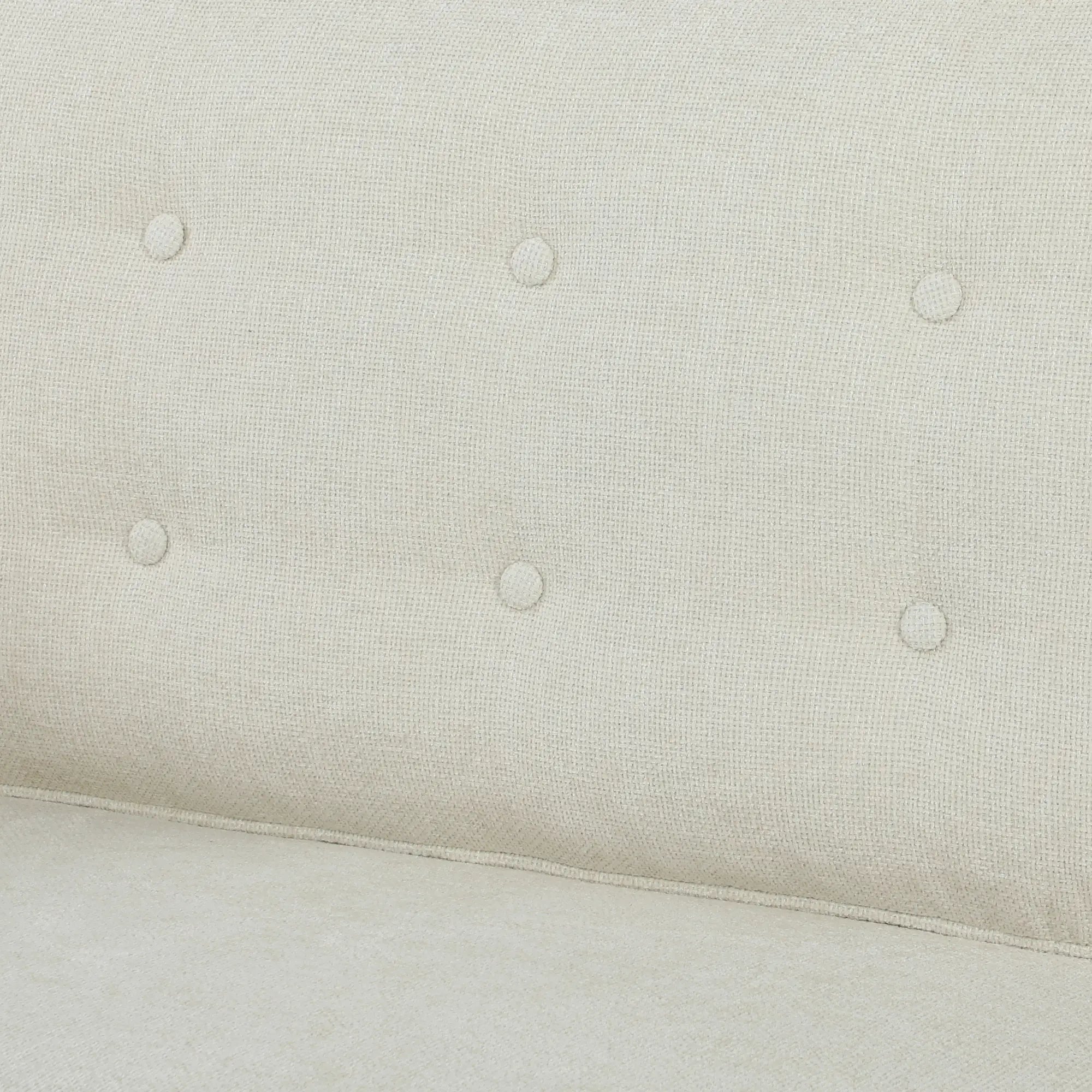 3 Seater Sofa Upholstered with Padded Cushion Modern Button Tufted Couch with Wood Legs, Cream White 3-Seater Sofas at Gallery Canada