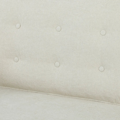 3 Seater Sofa Upholstered with Padded Cushion Modern Button Tufted Couch with Wood Legs, Cream White 3-Seater Sofas at Gallery Canada