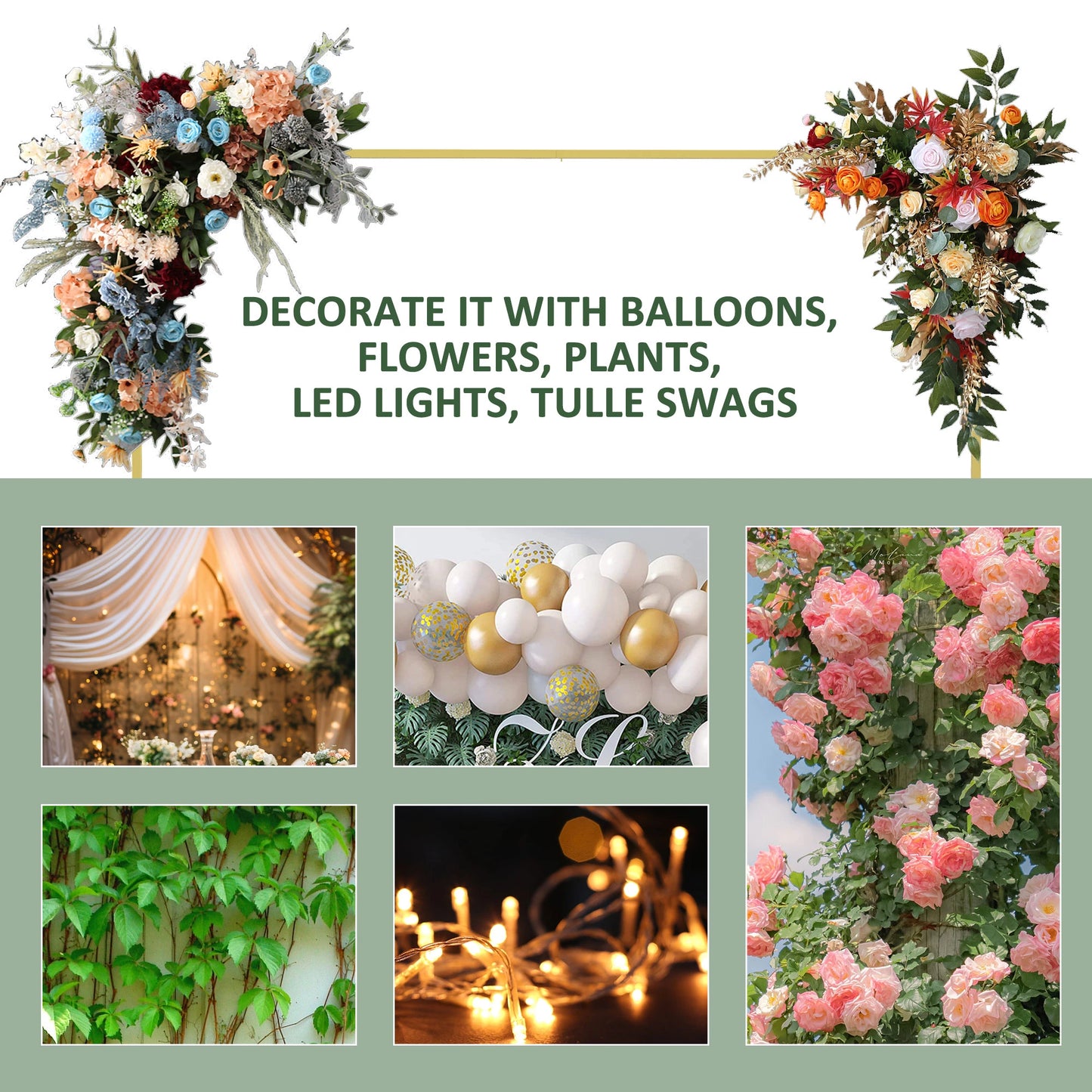 6.6 x 6.6FT Backdrop Stand, Square Metal Wedding Arch, Gold Garden Arches at Gallery Canada