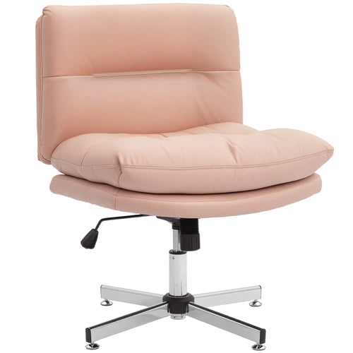 Armless Office Chair, Adjustable Height, Tilt Function, Pink