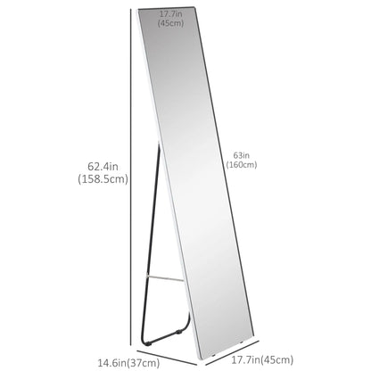 63"x18" Full Length Mirror, Floor Standing, Wall-Mounted, Silver Full Length Mirrors at Gallery Canada