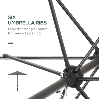 6.6FT Outdoor Patio Umbrella, 6 Solid Ribs, Dark Grey Patio Umbrellas at Gallery Canada