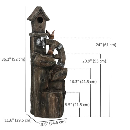 2-in-1 Outdoor Water Fountain With Birdhouse, 13.6" L x 11.6" W x 36.2" H, Mixed Colour Water Fountains at Gallery Canada
