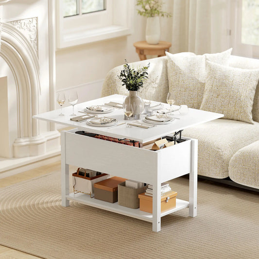 Lift Top Coffee Table, with Storage, White Coffee Tables White at Gallery Canada