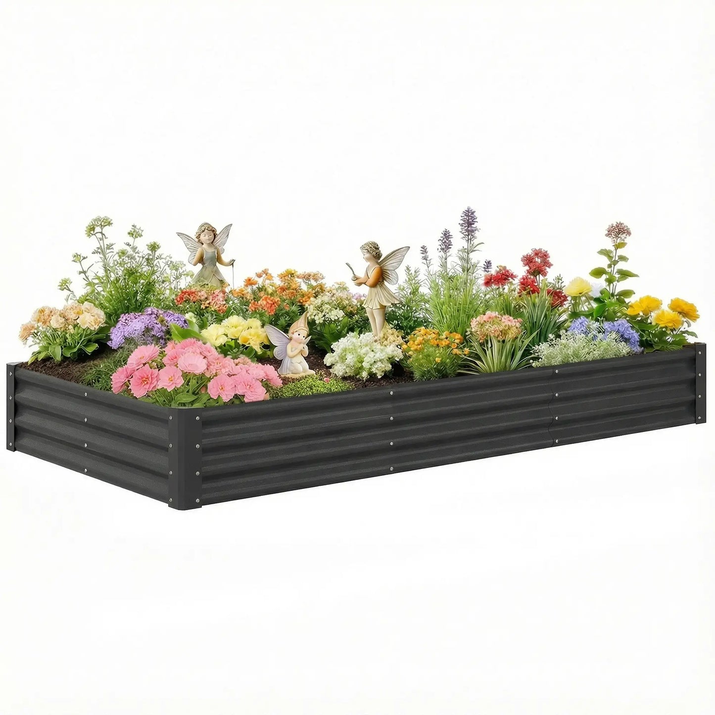 8x4x1ft Galvanized Raised Garden Bed, Reinforced Planter Box, Dark Grey Galvanized Planter Boxes at Gallery Canada