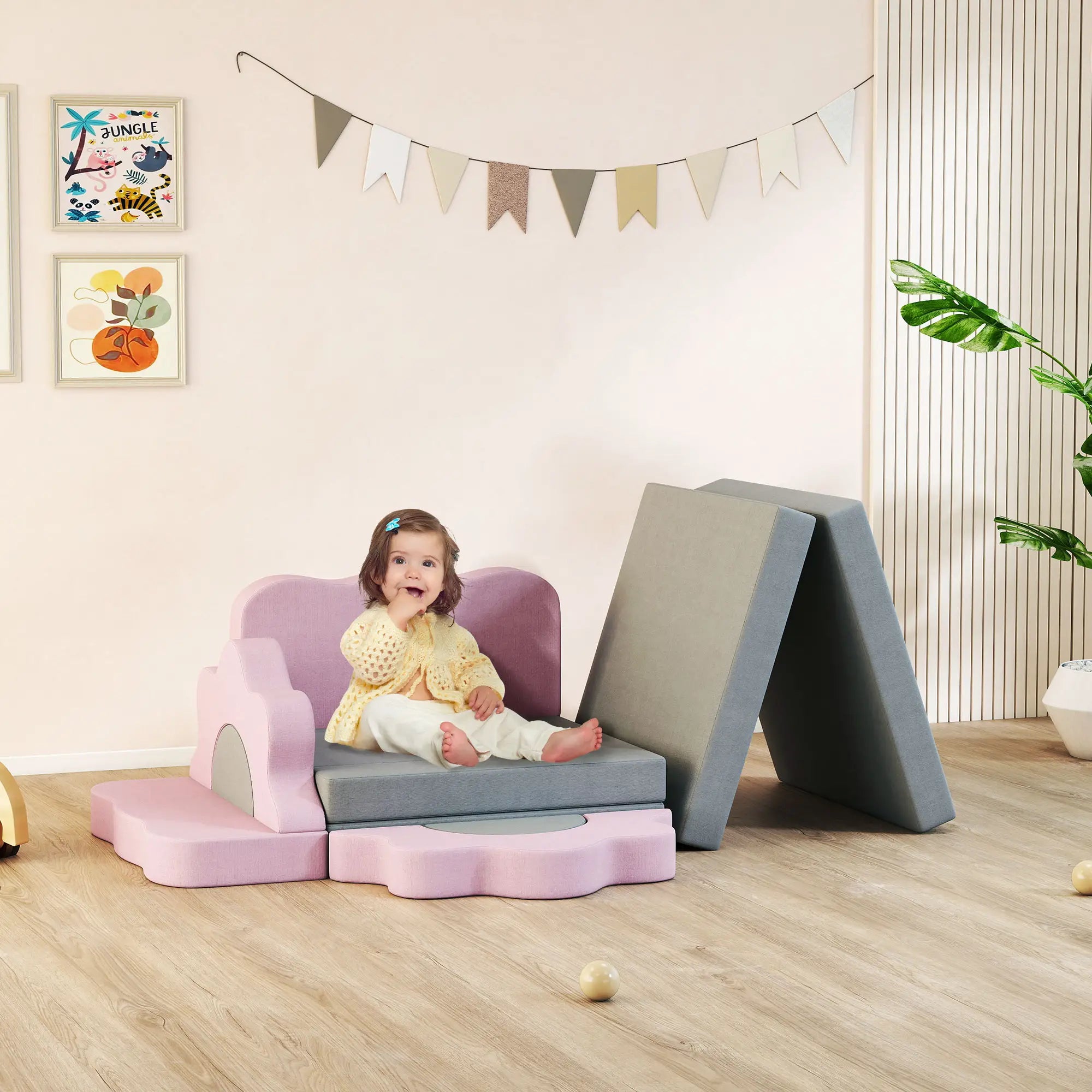 12-Piece Climbing Toys for Toddlers, Indoor Play Set, Grey Kids Gym & Playmats at Gallery Canada