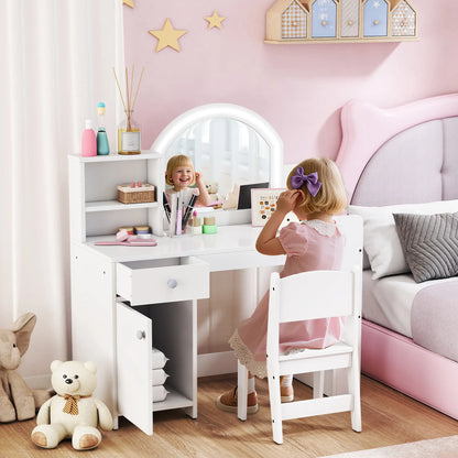 Kids Vanity Set, Toddler Dressing Table and Chair, White Toy Vanity at Gallery Canada