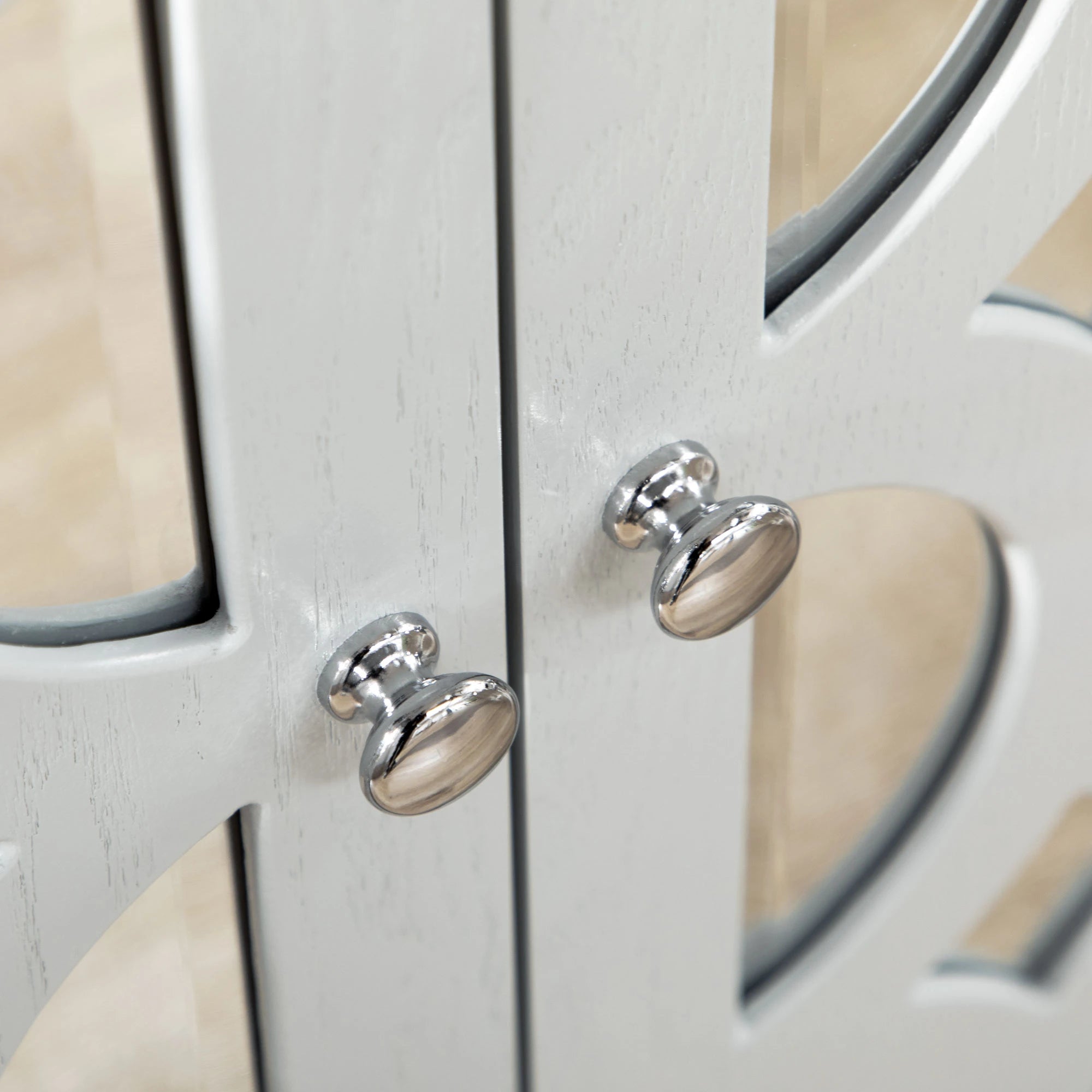 Sideboard Kitchen Buffet, 3 Mirrored Doors, 2 Cabinets, Adjustable Shelf, Gray Bar Cabinets at Gallery Canada