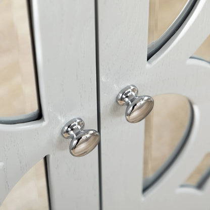 Sideboard Kitchen Buffet, 3 Mirrored Doors, 2 Cabinets, Adjustable Shelf, Gray Bar Cabinets at Gallery Canada