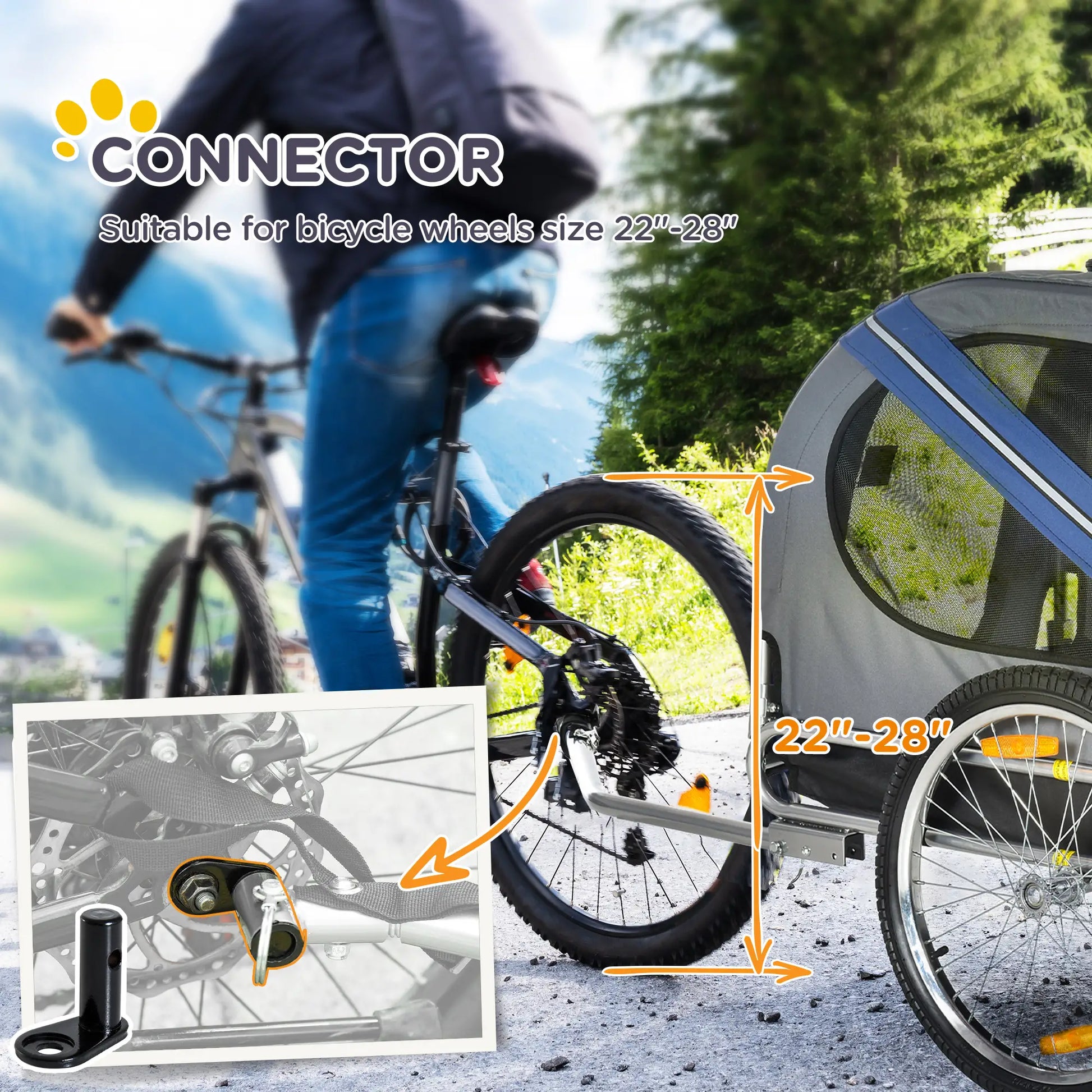 Foldable Dog Bike Trailer, Pet Cargo Carrier, Blue and Grey Dog Bike Trailers & Strollers at Gallery Canada