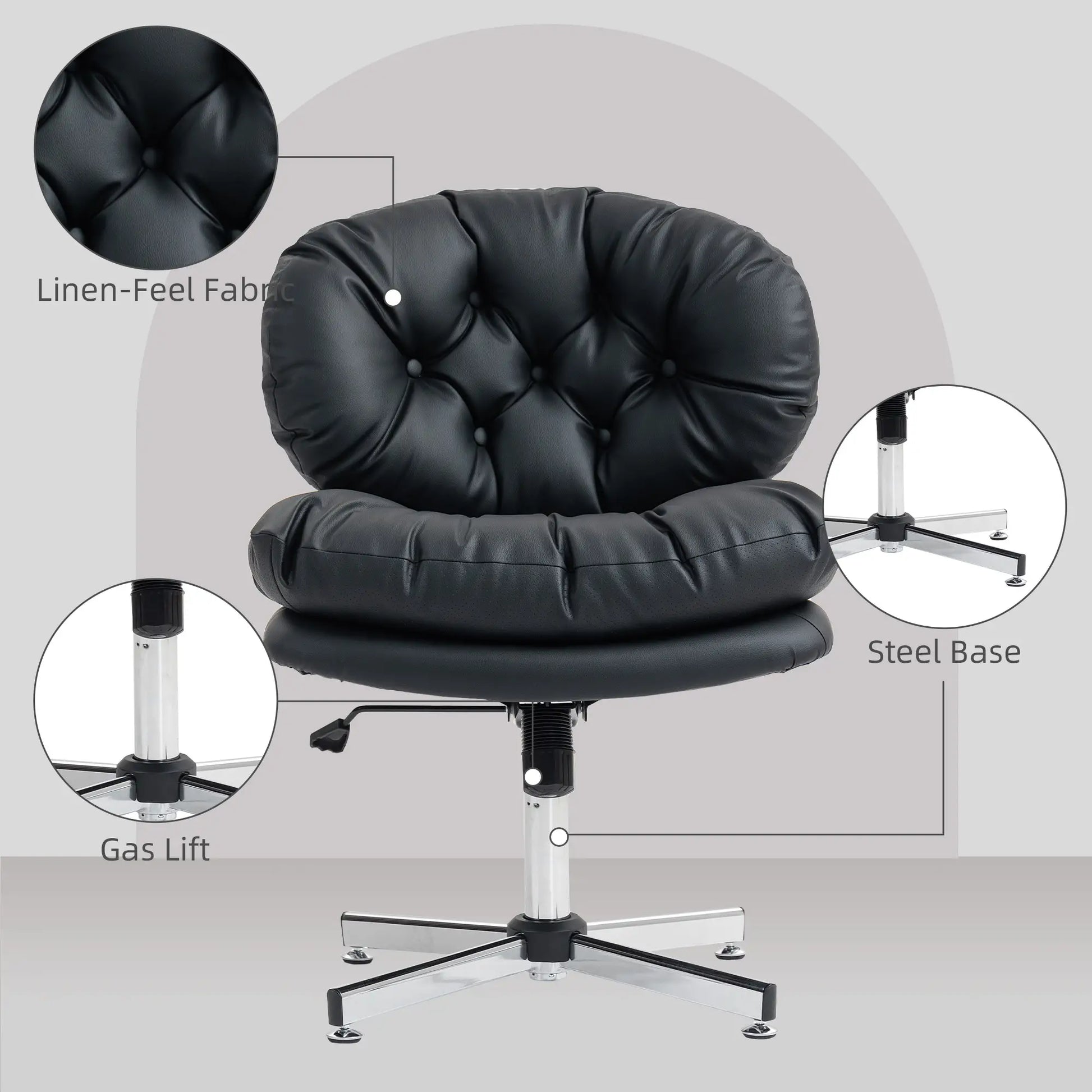 Armless Office Chair, Wide Padded Seat, Adjustable Height, Black Task Chairs at Gallery Canada