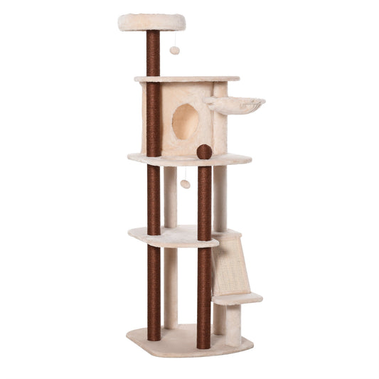 68" Cat Tree Tower, Large Cat Condo Furniture, Multi-Level Cat Tower with Scratching Posts, Ramp, Perches, Dangling Ball - Gallery Canada