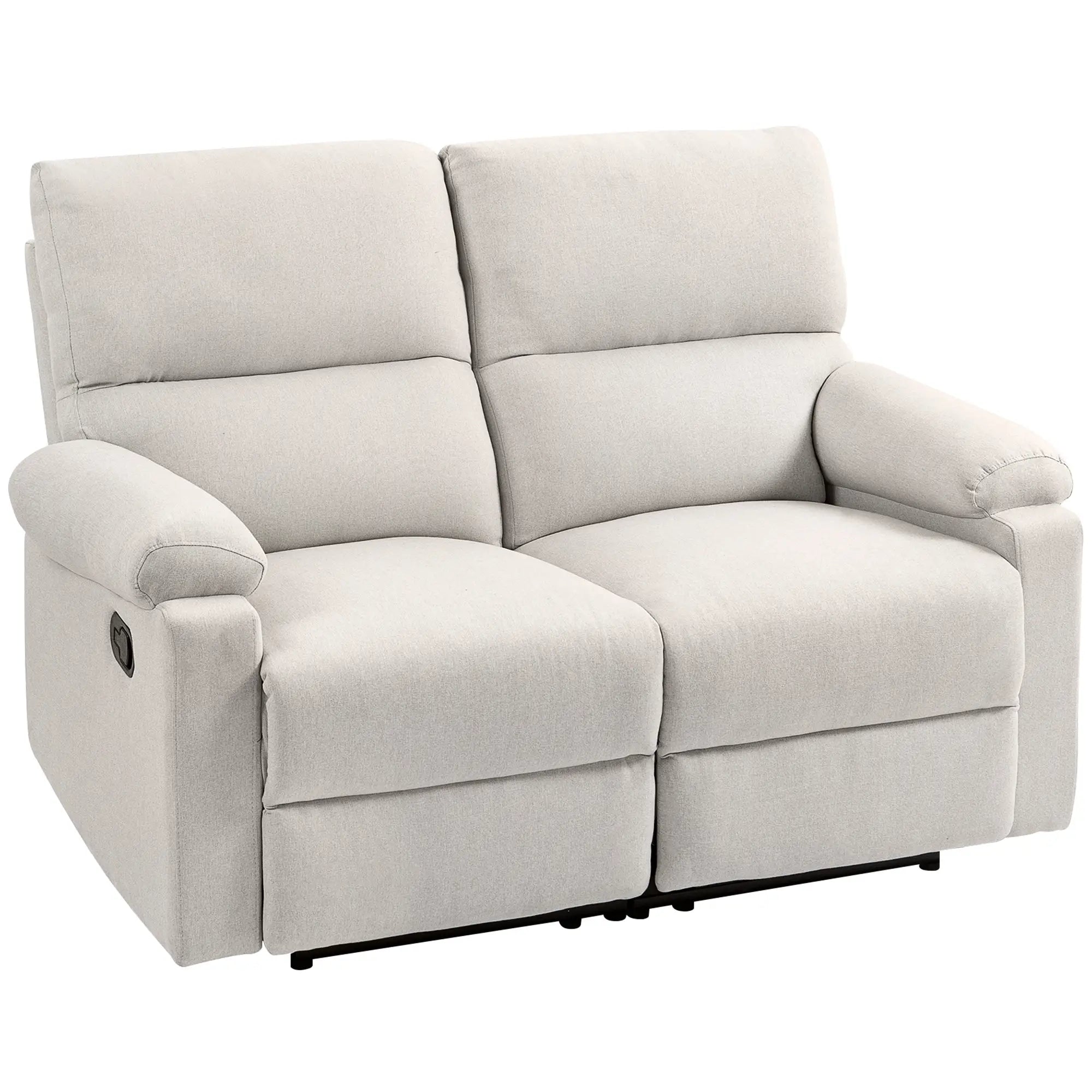 2 Seater Reclining Chair, Loveseat with Footrest, Cream White Sofas & Reclining Chairs Cream at Gallery Canada