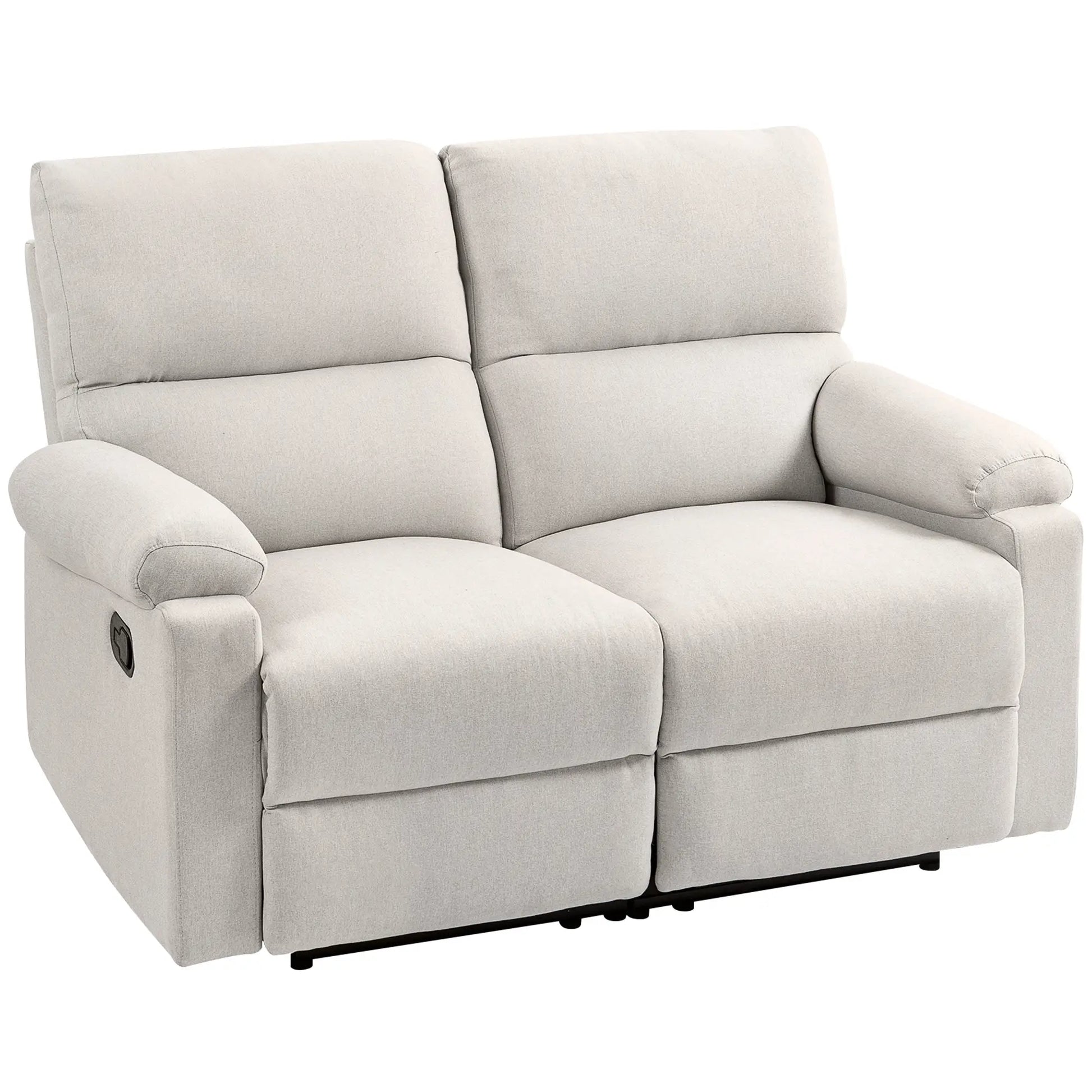 2 Seater Reclining Chair, Loveseat with Footrest, Cream White Sofas & Reclining Chairs Cream at Gallery Canada