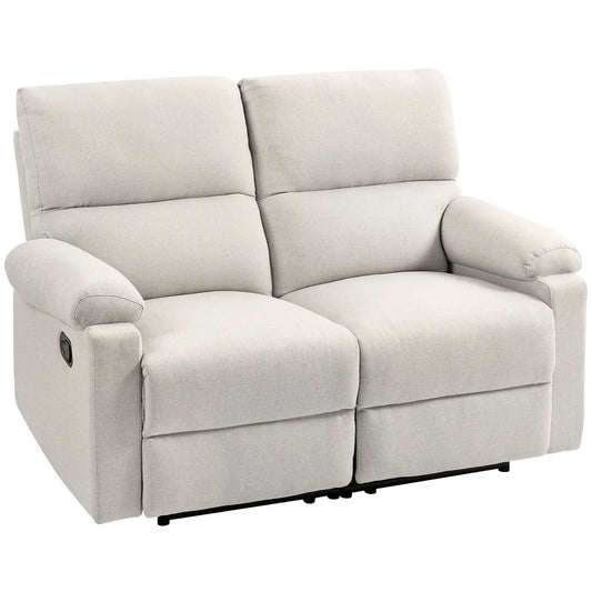 2 Seater Reclining Chair, Loveseat with Footrest, Cream White Sofas & Reclining Chairs Cream at Gallery Canada