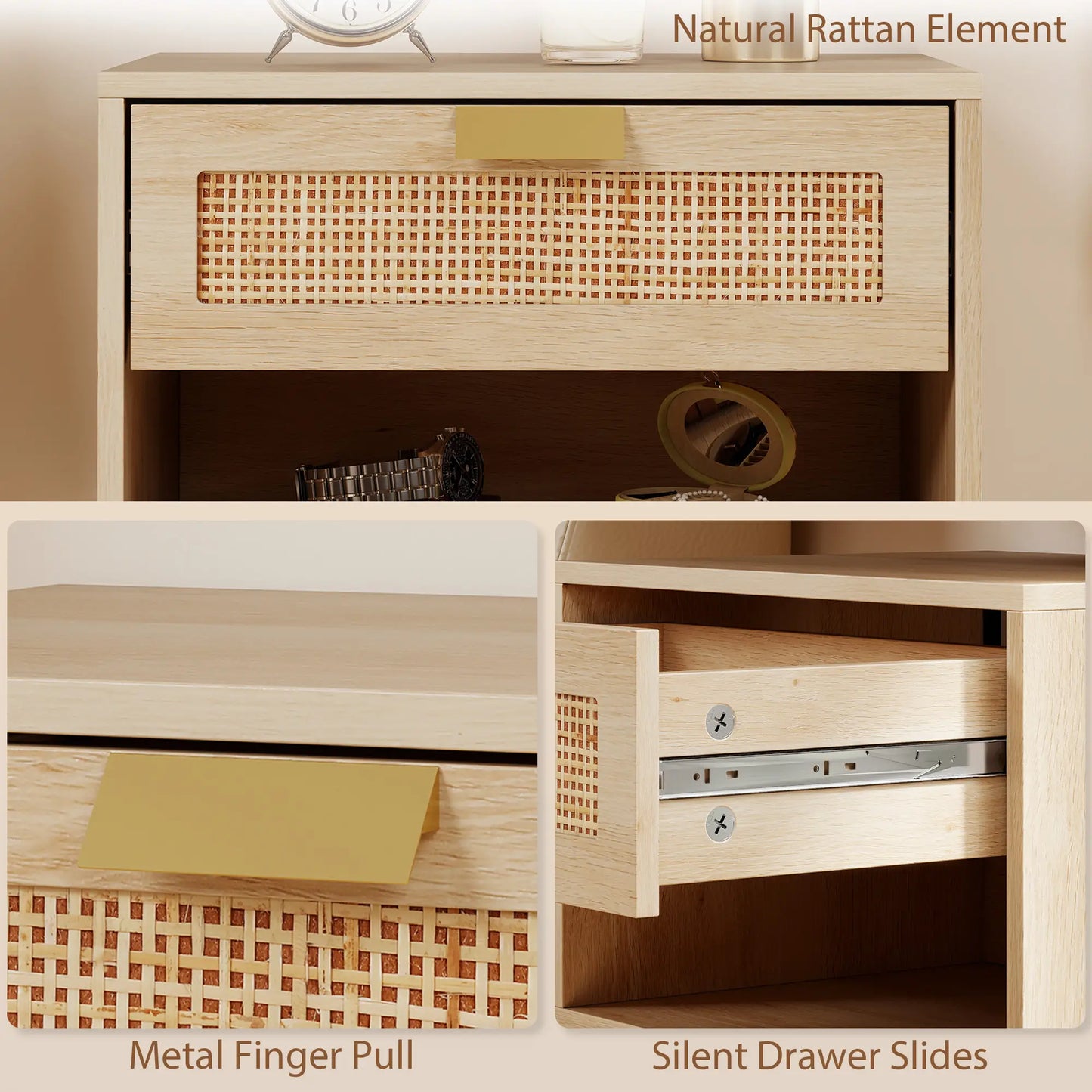 Floating Bedside Table Set, Wall Mount Nightstand With Storage Drawer, Oak Bedside Tables at Gallery Canada