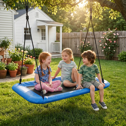 Adjustable Ropes Tree Straps Basket Swing, 58" x 30", 660 lbs Capacity, Blue Gym Sets & Swings at Gallery Canada