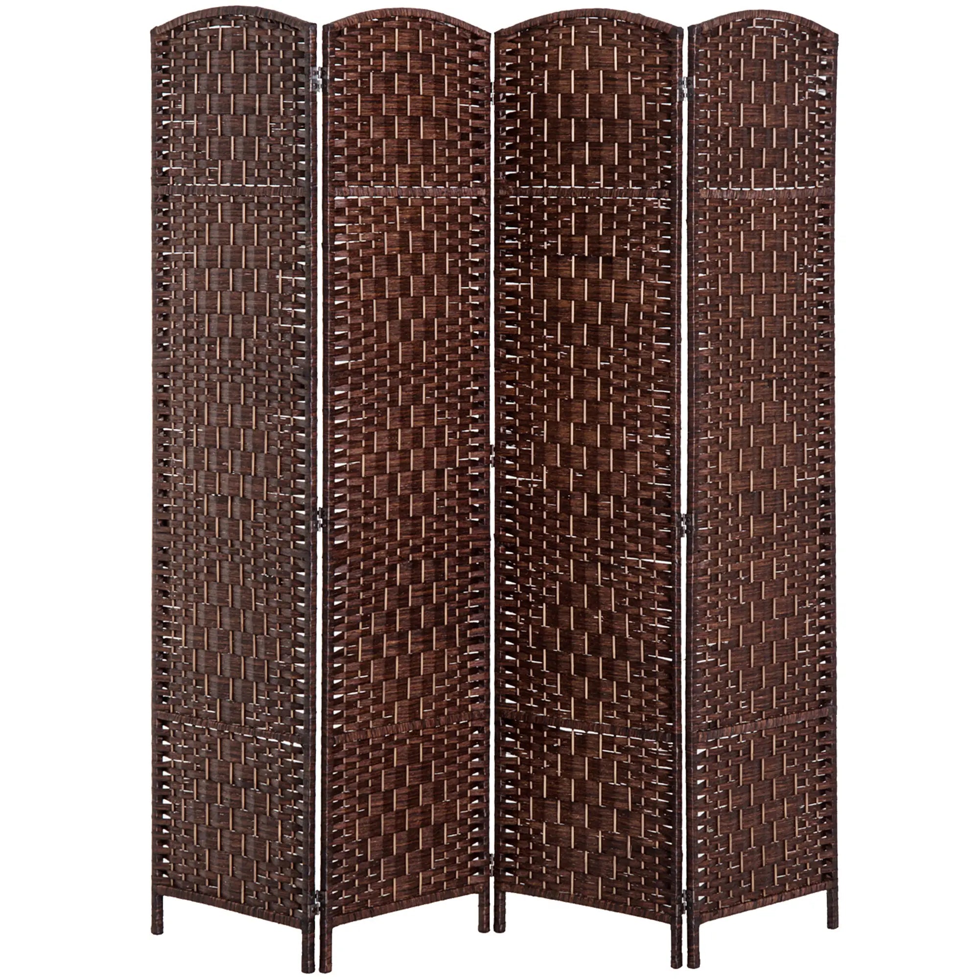 6ft Folding Room Divider, 4 Panel Wooden Frame, Brown Room Dividers Brown at Gallery Canada