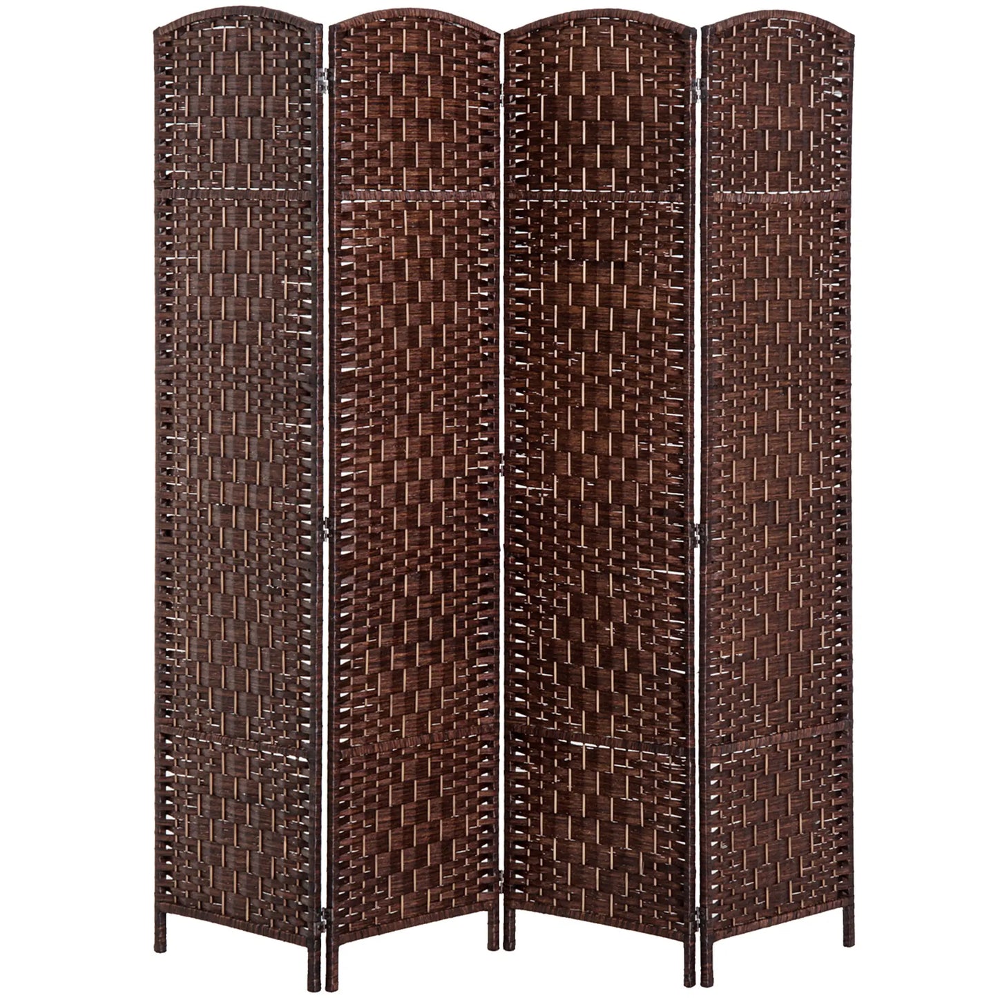 6ft Folding Room Divider, 4 Panel Wooden Frame, Brown Room Dividers Brown at Gallery Canada
