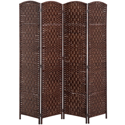 6ft Folding Room Divider, 4 Panel Wooden Frame, Brown Room Dividers Brown at Gallery Canada