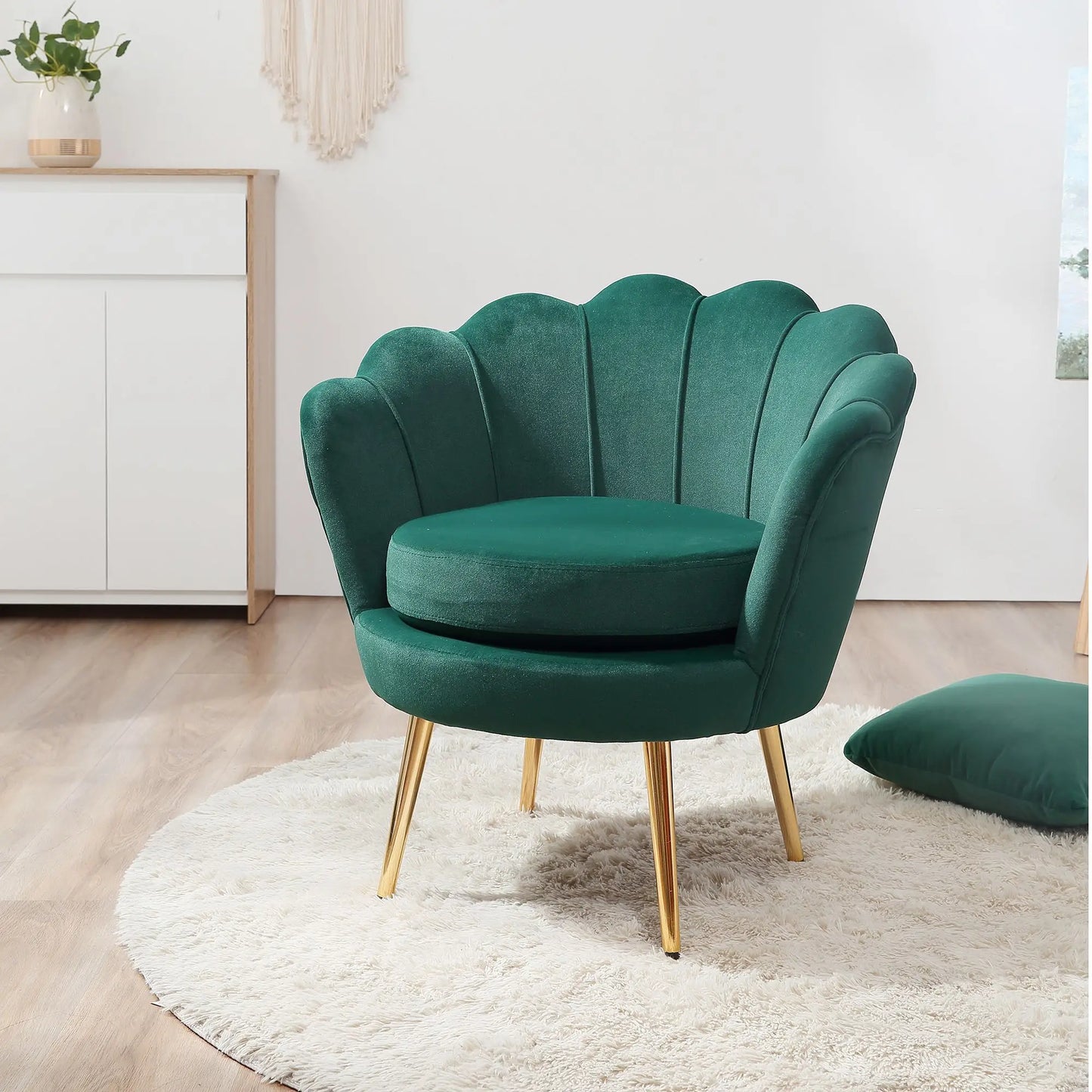 Modern Velvet Accent Chair, Gold Metal Legs, Dark Green Accent Chairs at Gallery Canada