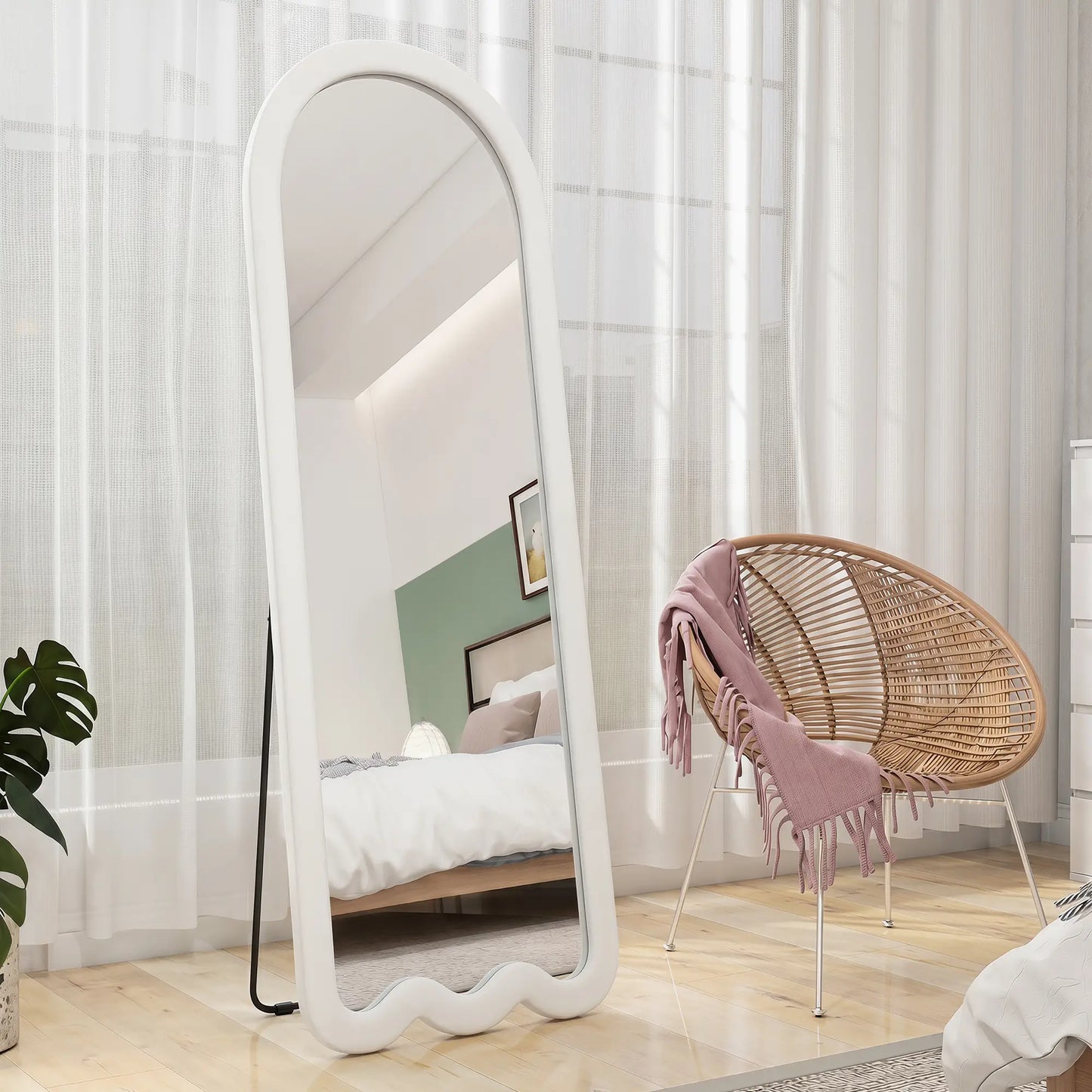 Full Length Mirror With Soft Padded Frame, White