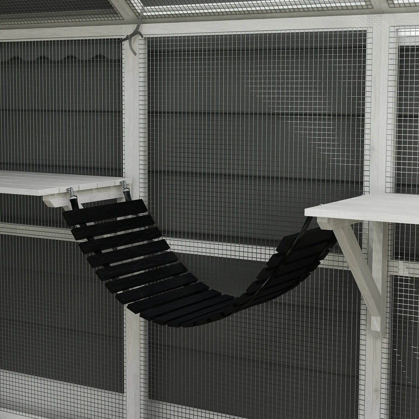 Outdoor Cat Enclosure, Wooden Feral Cat House, Weatherproof Canopy