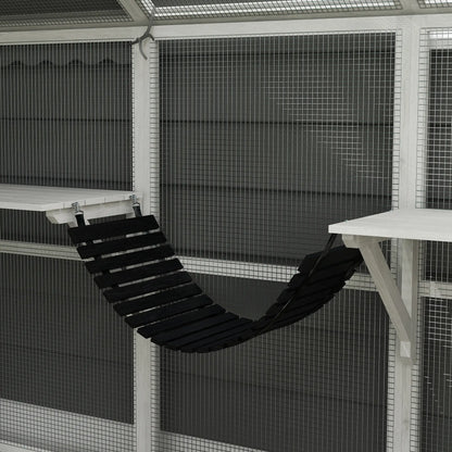 Outdoor Cat Enclosure, Wooden Feral Cat House, Weatherproof Canopy