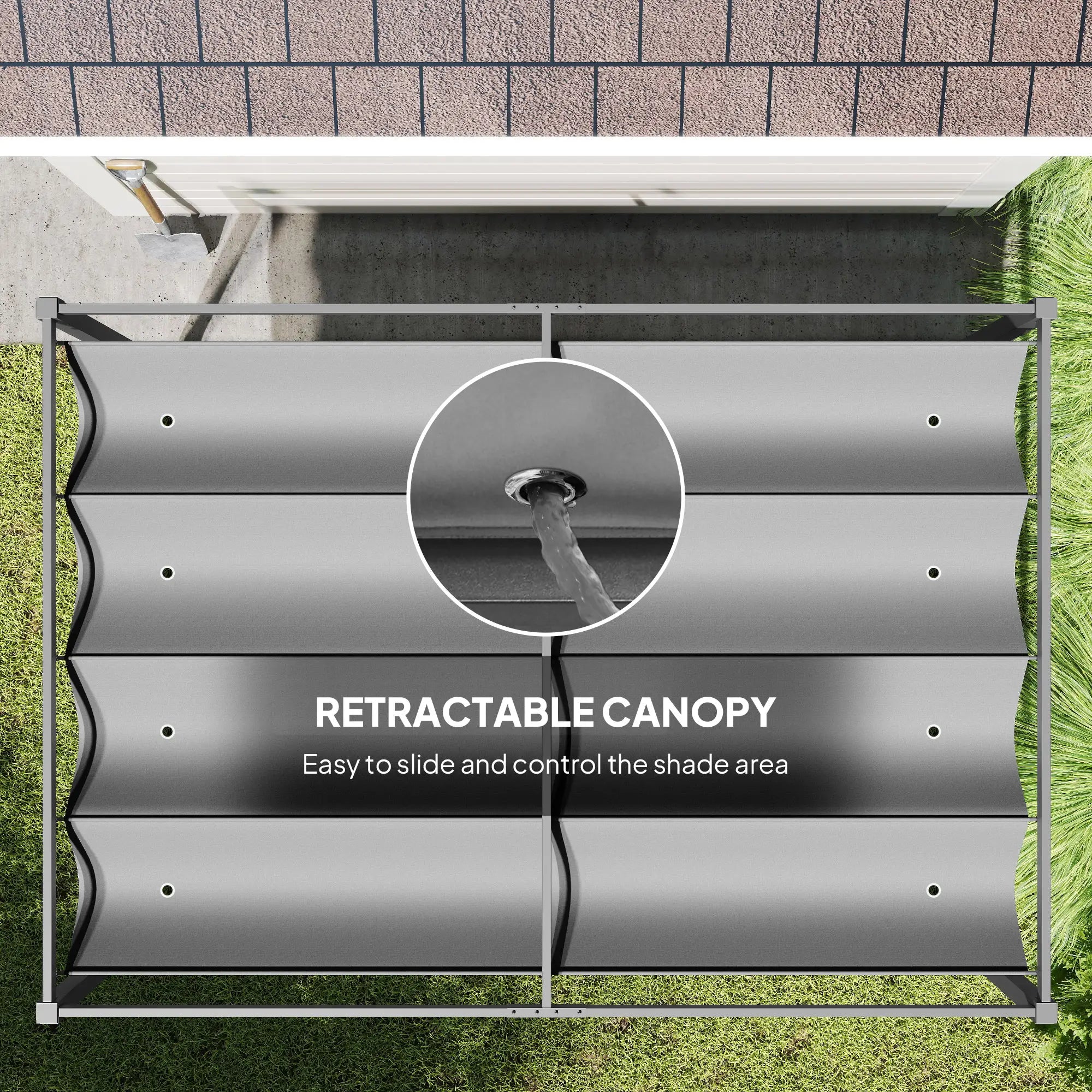 10x7ft Pergola, Retractable Roof, Outdoor Patio Sun Shelter, Grey Pergolas at Gallery Canada