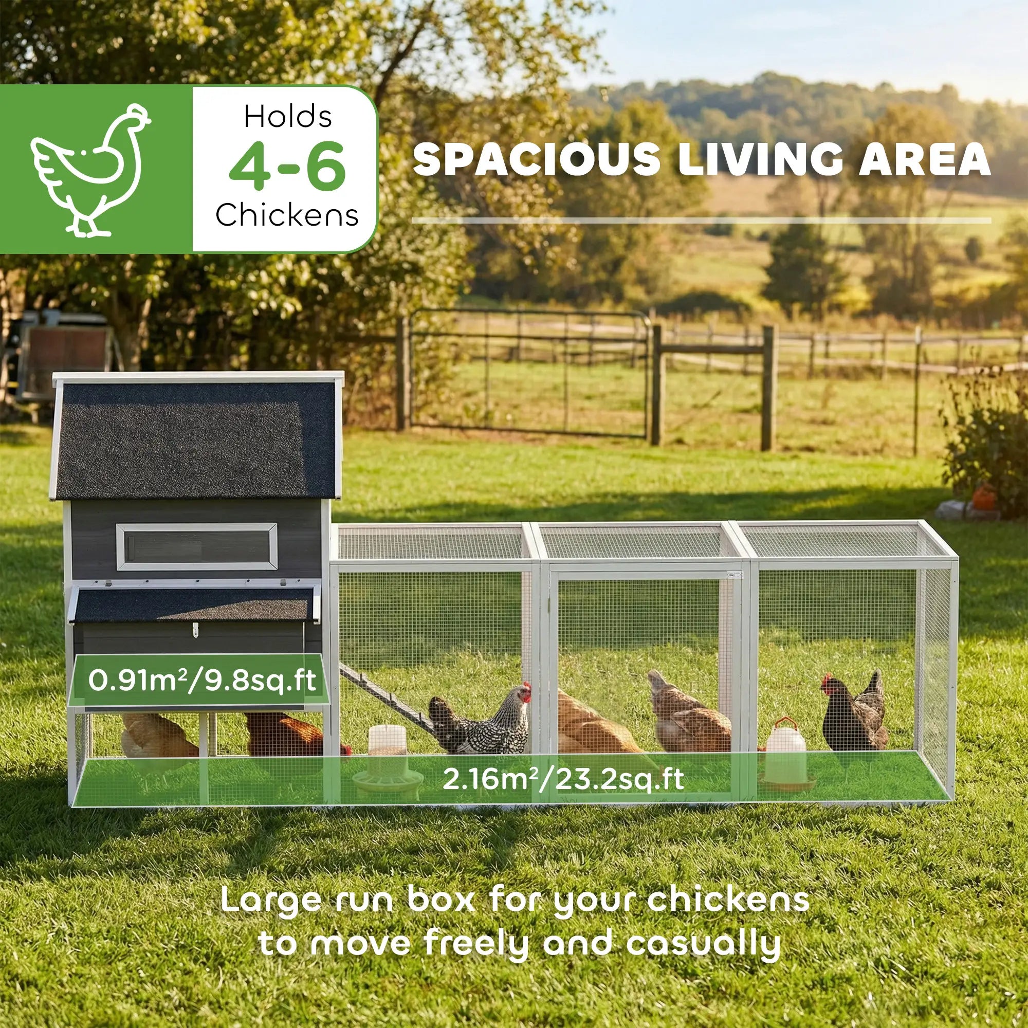 Wooden Chicken Coop With Run, Nesting Box, 137