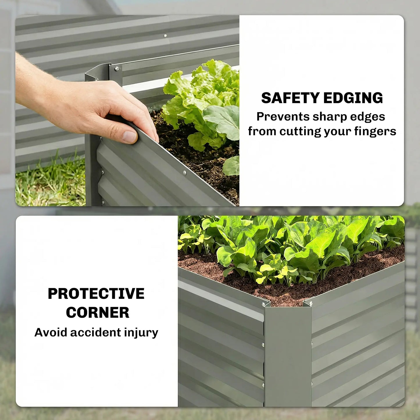 Galvanized Metal Planters, 4' x 2' x 2' Raised Garden Bed, Light Grey Galvanized Planter Boxes at Gallery Canada
