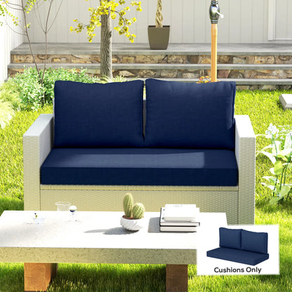 2 Seater Outdoor Seat Cushions with Backrest, Fade-Resistant, Navy Blue Patio Chair Cushions at Gallery Canada