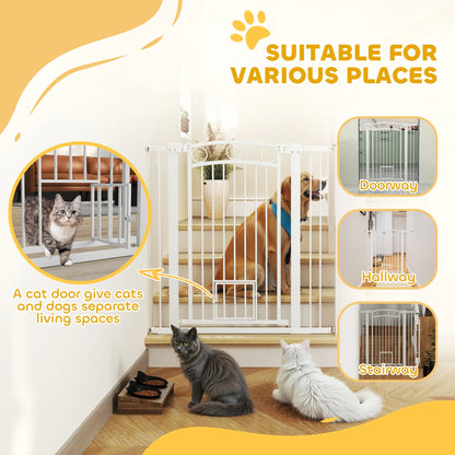 42" Extra Tall Dog Gate With Cat Door, 2 Extension Kits, 30"-41" Width Houses, Kennels & Pens at Gallery Canada