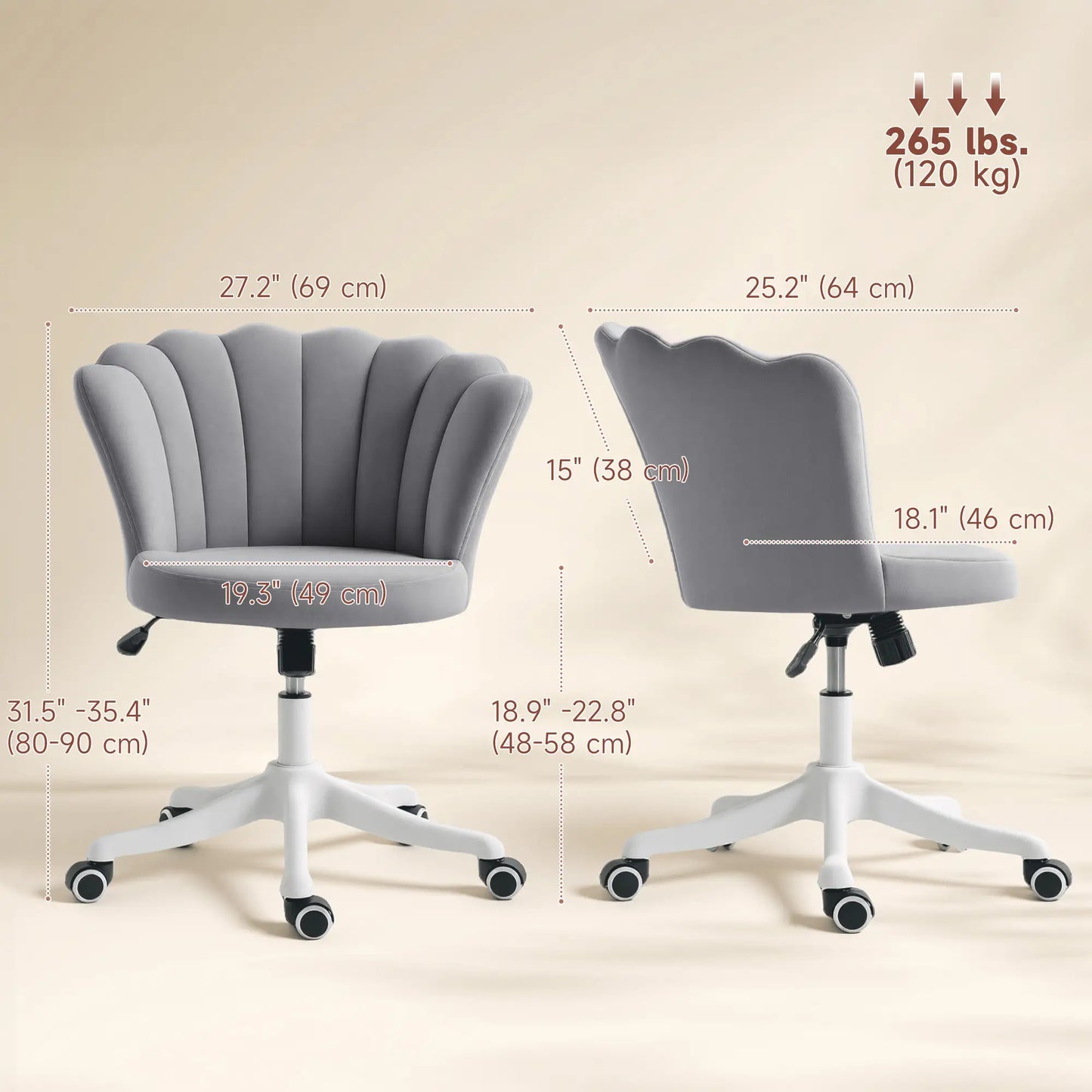 Armless Swivel Desk Chair, Adjustable Height, Backrest, Tilt Function, Grey Task Chairs at Gallery Canada