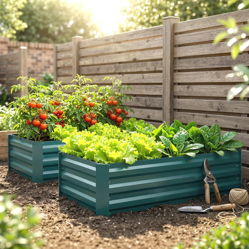 Galvanized Raised Garden Beds, Outdoor Planter Box, Green