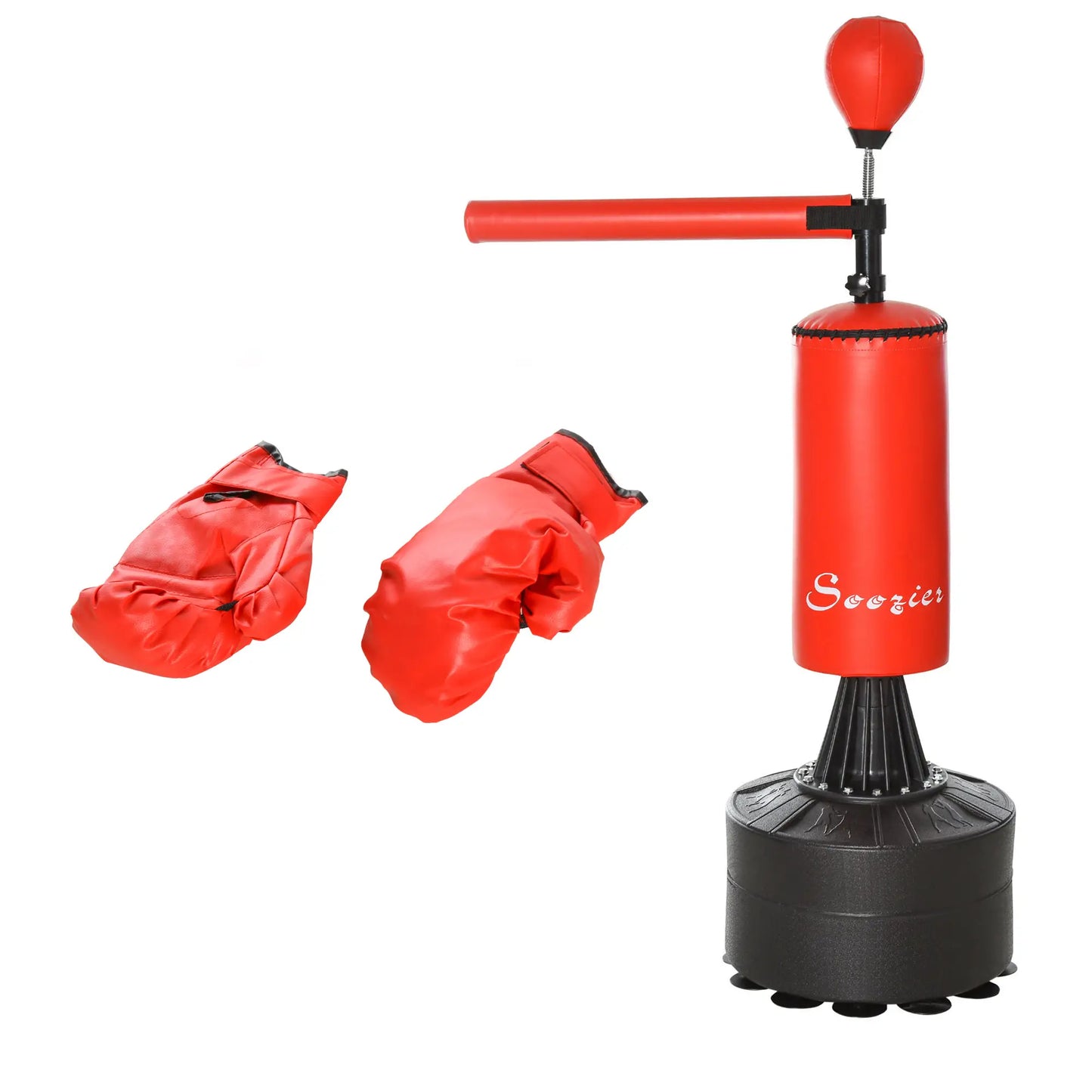 Freestanding Boxing Punch Bag Stand, 360° Rotating Arm, Speed Ball, Adjustable Height Punching Bag Hangers Red at Gallery Canada