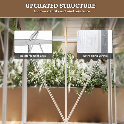 6' x 4' Walk-In Greenhouse, Polycarbonate, Sliding Door, Window, Aluminium Frame, Silver Walk In Greenhouses at Gallery Canada