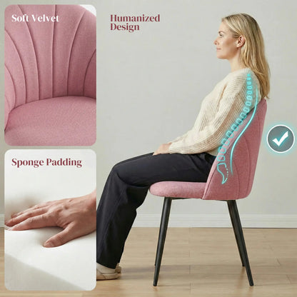 Modern Dining Chairs Set Of 4, Upholstered, Metal Legs, Pink Dining Chairs at Gallery Canada